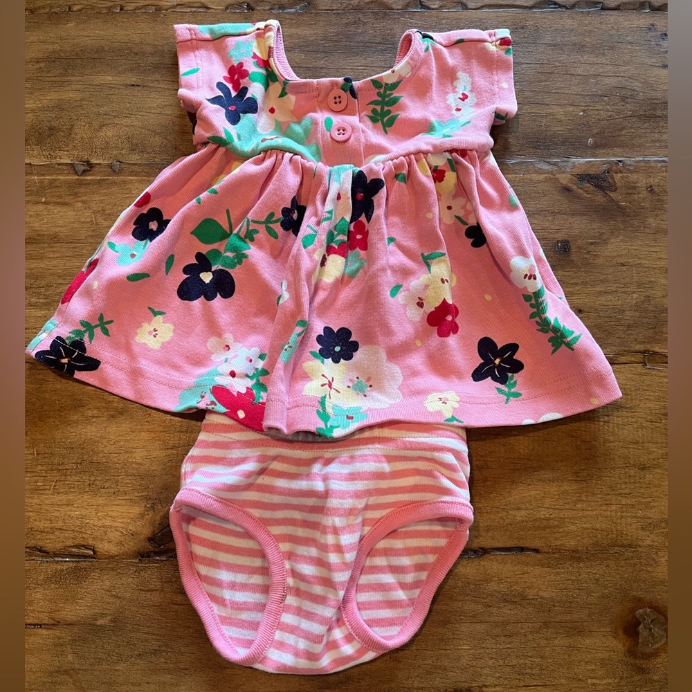 Hanna Andersson Classic Pink Tunic and Diaper Cover 0-3m